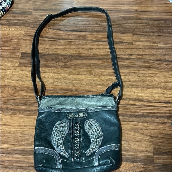 Miss Me Black and Gray Crossbody Bag - Picture 1 of 12